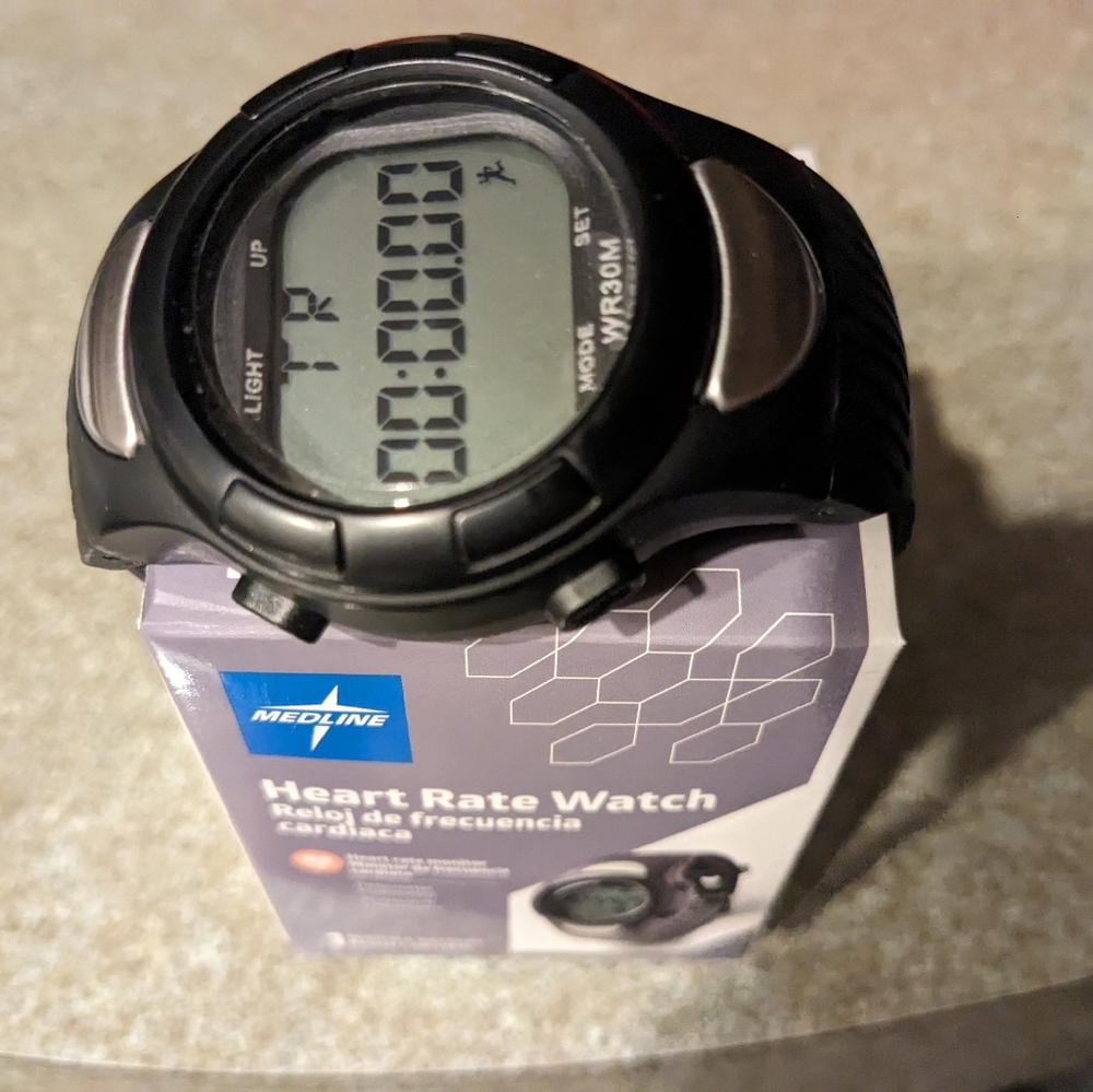 Medline Heart Rate Monitor Day Date Alarm Memo Step Calories Light Up Men Watch